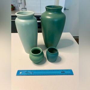 Vintage Lot Of 4 Blue/Green Vases